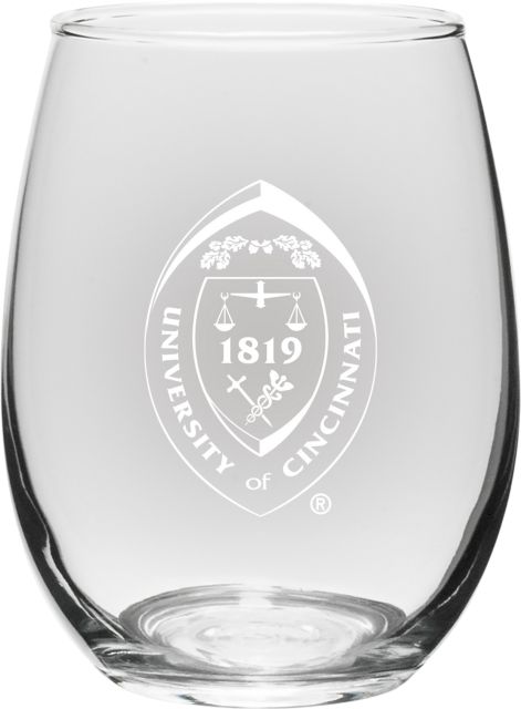 University of Cincinnati 15 Oz. Stemless Wine Glass