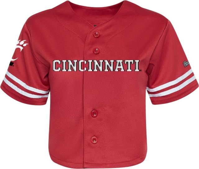 University of Cincinnati Bearcats Women's Crop Baseball Jersy