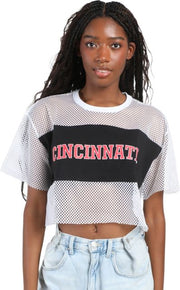 University of Cincinnati Women's Mesh Cropped Short Sleeve T-Shirt