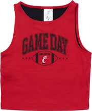 University of Cincinnati Game Day Football Youth Girl's Cropped Sleeveless Shirt
