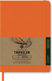 Pentalic Orange 8x6 74-pounds Sketch Traveler Pocket Journal 160 Page Book