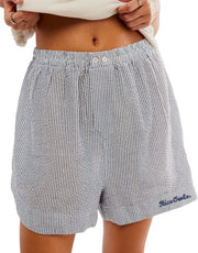 Rice Free People Womens Stripes Cloud Nine Boxer Rice Owls Script