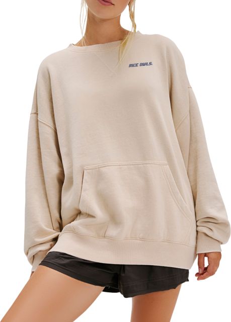 Rice Free People Womens Slow it down Pullover Rice University Wordmark