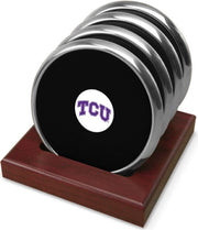 CSI  Set Of 4 Silver Round Coaster Gift Boxed With Colored Medallion - ONLINE ONLY