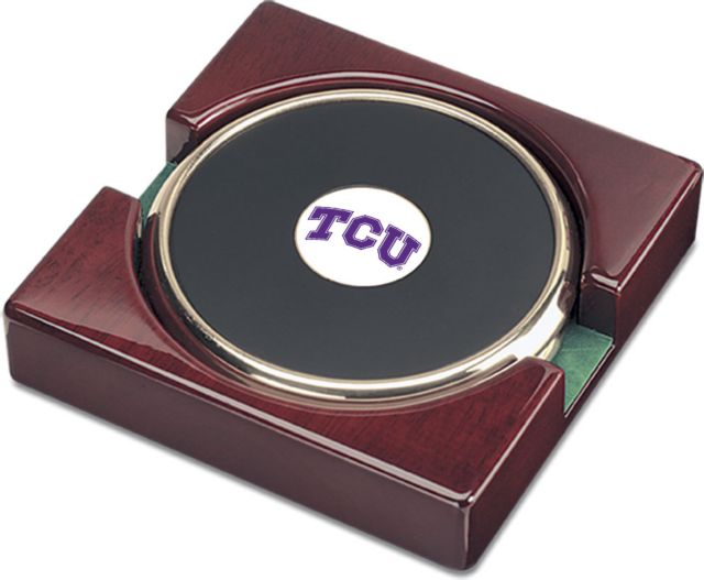 CSI Set Of 2 Gold  Round Coaster Gift Boxed With Colored Medallion - ONLINE ONLY