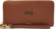 Fossil Leather Logan RFID Zip Around Clutch - Brown - ONLINE ONLY