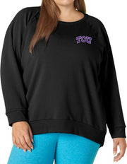 Texas Christian University Beyond Yoga Cozy Fleece Oversized Pullover Crew - Plus Size