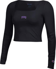 Texas Christian University Women's Square Neck Cropped Long Sleeve T-Shirt