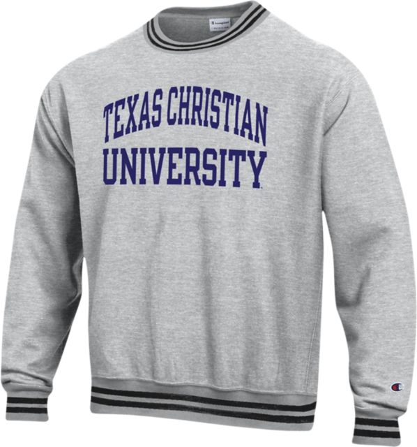 Texas Christian University Reverse Weave Crew with Yarn Dye Trim