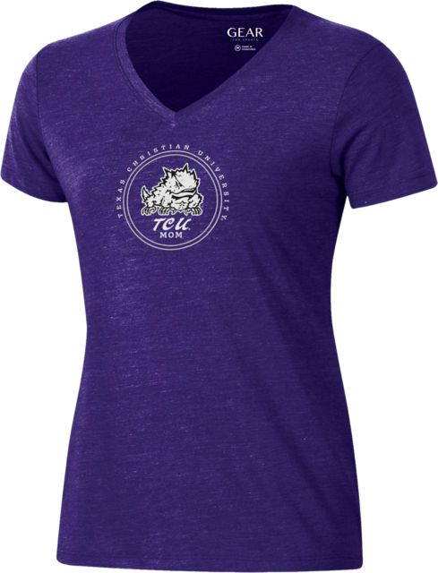 Texas Christian University Horned Frogs Mom Women's V-Neck Short Sleeve T-Shirt