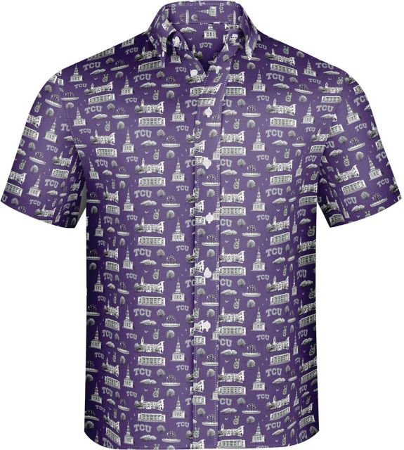 Texas Christian University Button Up Short Sleeve T-Shirt