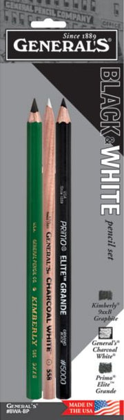 BLACK AND WHITE PENCIL 3/SET