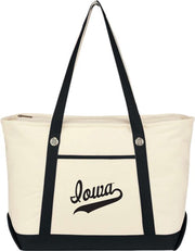 University of Iowa Canvas Zippered Tote Bag