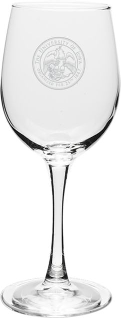 University of Iowa 12 oz. Etched Wine Glass