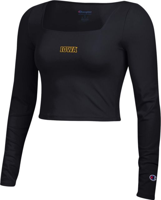 University of Iowa Women's Square Neck Cropped Long Sleeve T-Shirt