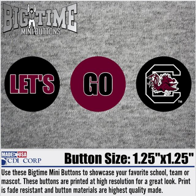 University of South Carolina Gamecocks 3-Pack Lets Go Mini Buttons