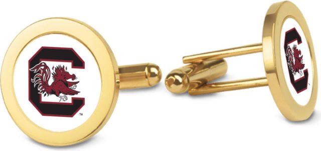 University of South Carolina CSI Gold Cufflinks (Gift Boxed) with Colored Medallion