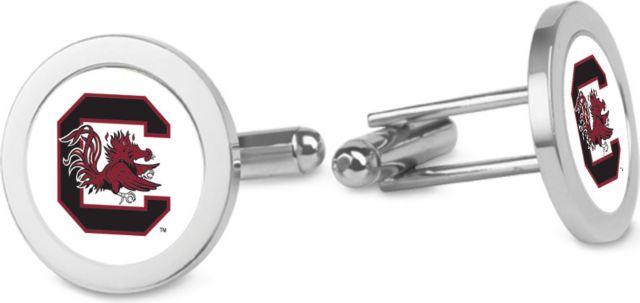 University of South Carolina CSI Silver Cufflinks (Gift Boxed) with Colored Medallion