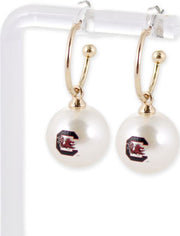 University of South Carolina Pearl Logo Hoop Earrings