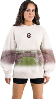 University of South Carolina Women's Landscape Print Premium Crewneck Sweatshirt with Ribbed Neckline and Cuffs
