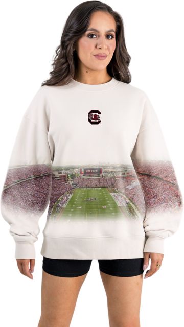 University of South Carolina Women's Landscape Print Premium Crewneck Sweatshirt with Ribbed Neckline and Cuffs