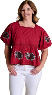University of South Carolina Women's Puff Sleeve Peplum Top