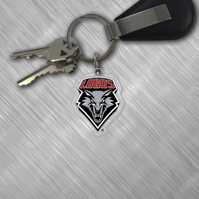 University of New Mexico Lasercut Sugar Skull Keychain