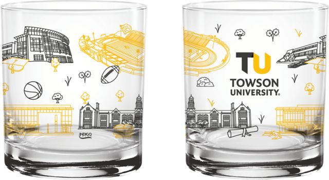 Towson University 14 oz. Campus Rocks Glass