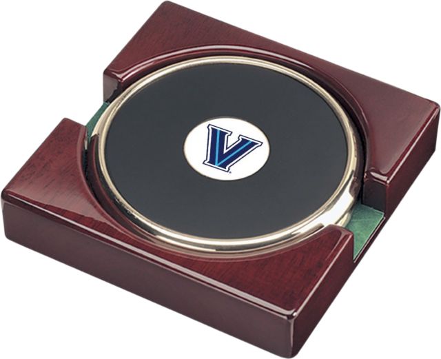 Villanova Wildcats CSI Set Of 2 Gold Round Coaster Gift Boxed With Colored Medallion