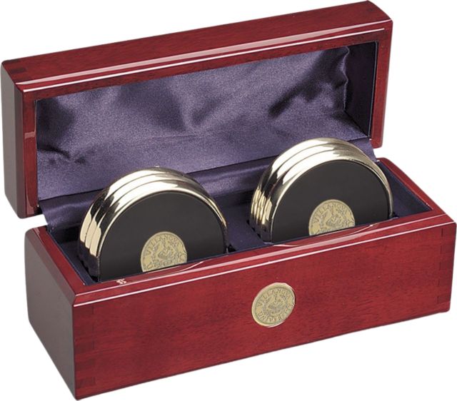 Villanova Wildcats Set of Six Gold Coasters in Presentation Rosewood Box