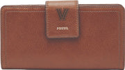 Villanova Wildcats Fossil Leather - Logan Rfid Tab Clutch - Brown