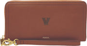 Villanova Wildcats Fossil Leather - Logan Rfid Zip Around Clutch - Brown