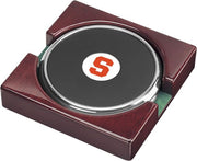 Syracuse Orange CSI Set Of 2 Silver Round Coaster Gift Boxed With Colored Medallion