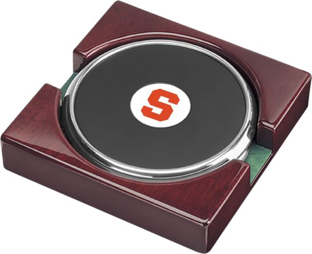 Syracuse Orange CSI Set Of 2 Silver Round Coaster Gift Boxed With Colored Medallion