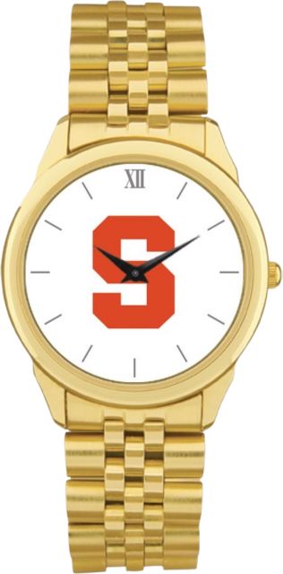 Syracuse Orange CSI Men's Gold Rolled Link Wristwatch (Gift Box) With Colored Medallion