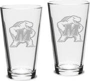 Maryland Terrapins Set Of 2 - 16 Oz Classic Pub Glasses