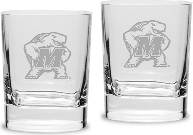 Maryland Terrapins Set Of 2 Square Double Old Fashion Glasses