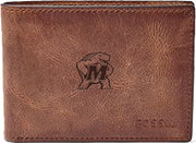 Maryland Terrapins Fossil Leather - Derrick Front Pocket Bifold - Brown