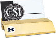 Michigan Wolverines CSI Gold Card Holder With Colored Medallion