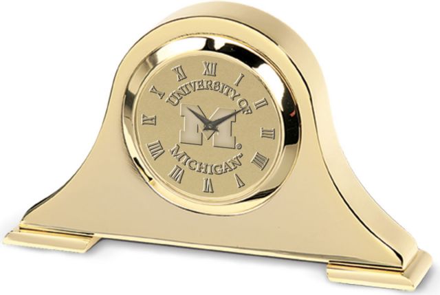 Michigan Wolverines Gold Napoleon Desk Clock