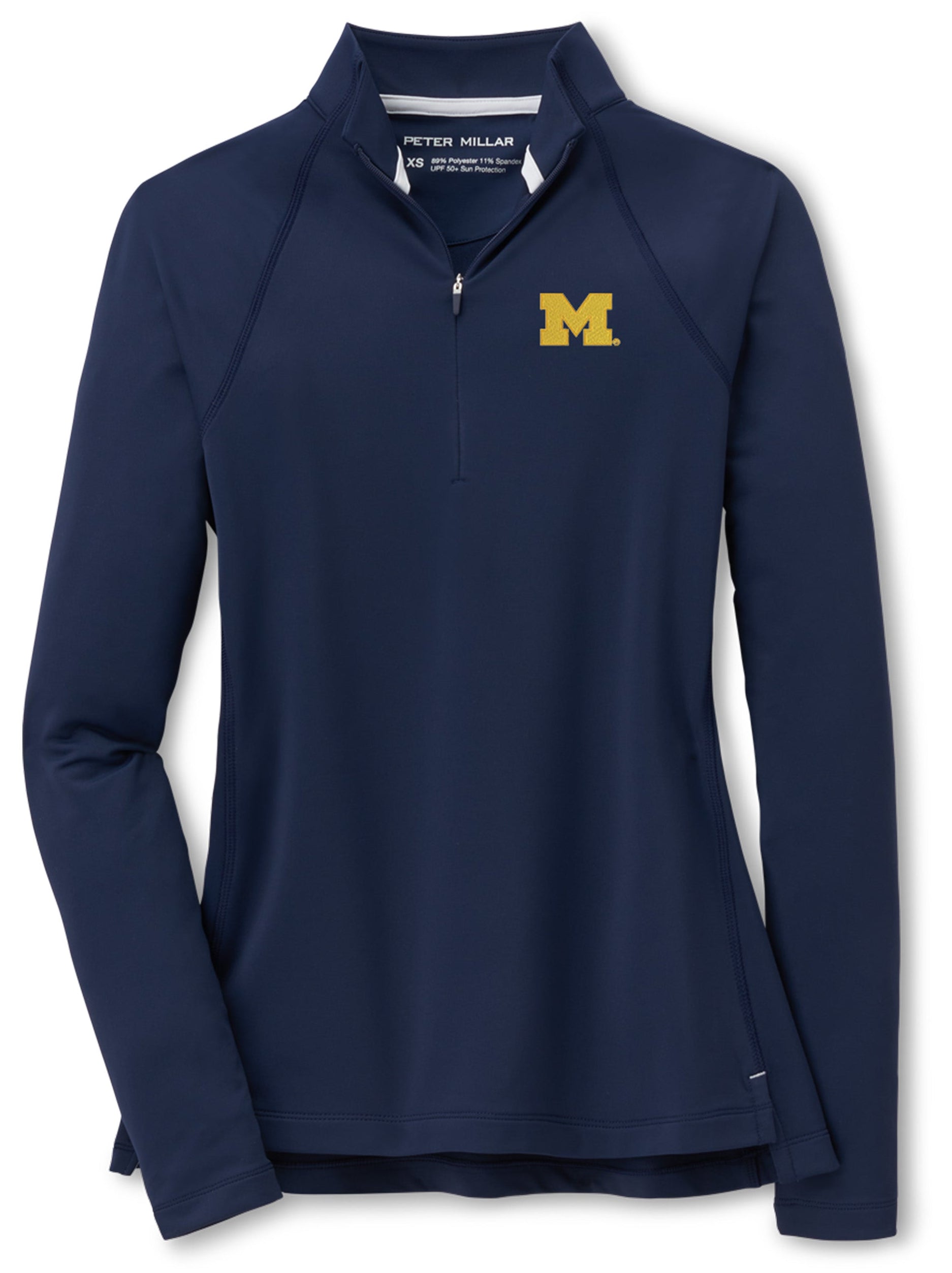 Michigan Wolverines Peter Millar Women's Perth Raglan Quarter Zip