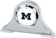 Michigan Wolverines CSI Silver Napoleon Desk Clock With Colored Medallion