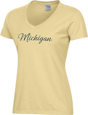 Michigan Wolverines Women's V-Neck Short Sleeve T-Shirt