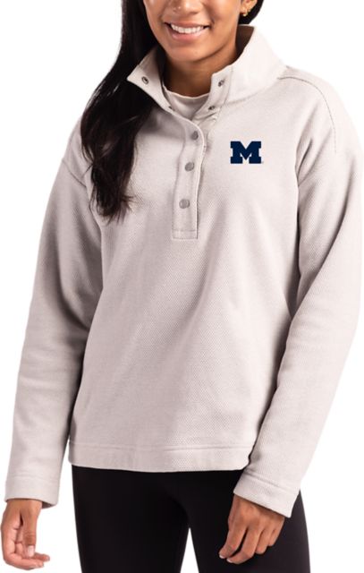 Michigan Wolverines Cutter & Buck Women's Hunts Point Eco Textured Fleece Snap Pullover