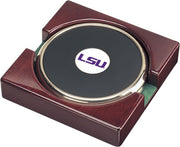 LSU Tigers CSI Set Of 2 Gold Round Coaster Gift Boxed With Colored Medallion