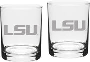 LSU Tigers Set Of 2 - 14 Oz Classic Double Old Fashion Glasses