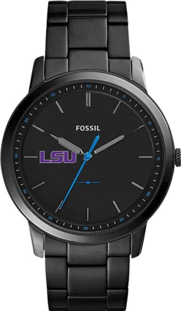 LSU Tigers Fossil The Minimalist Slim Black Stainless Steel Watch