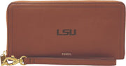 LSU Tigers Fossil Leather - Logan Rfid Zip Around Clutch - Brown
