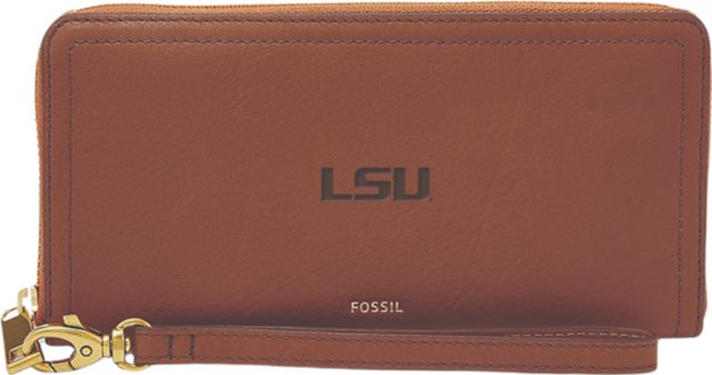 LSU Tigers Fossil Leather - Logan Rfid Zip Around Clutch - Brown