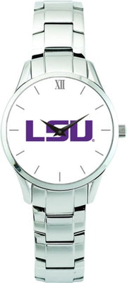LSU Tigers CSI Men's Stainless Steel Wristwatch (Gift Boxed) Color Medallion Withhite Background